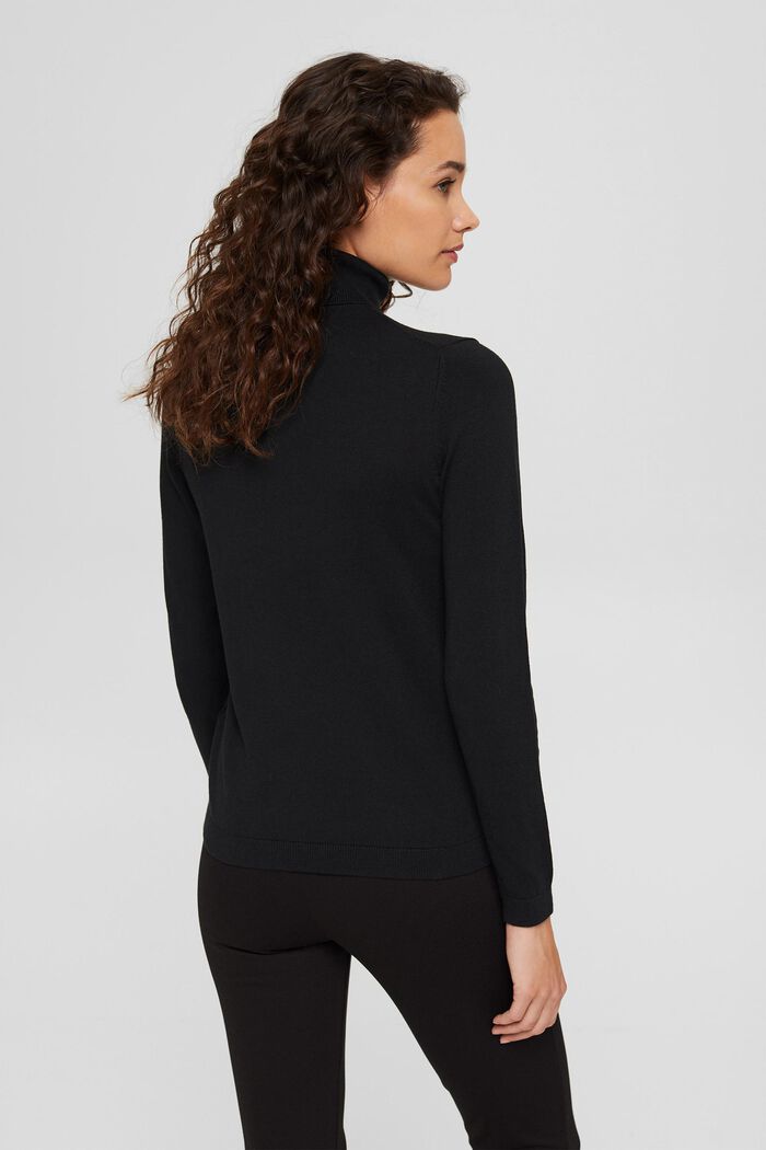 Polo neck jumper with organic cotton, BLACK, detail image number 3