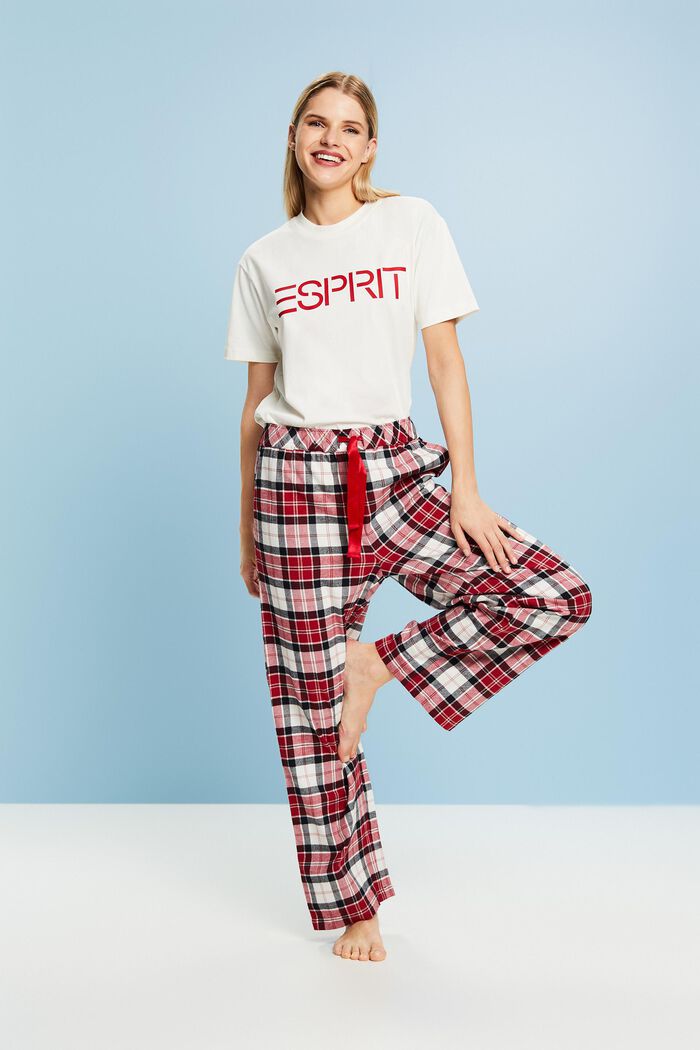 Checked Flannel Pyjama Pants, NEW RED, detail image number 1
