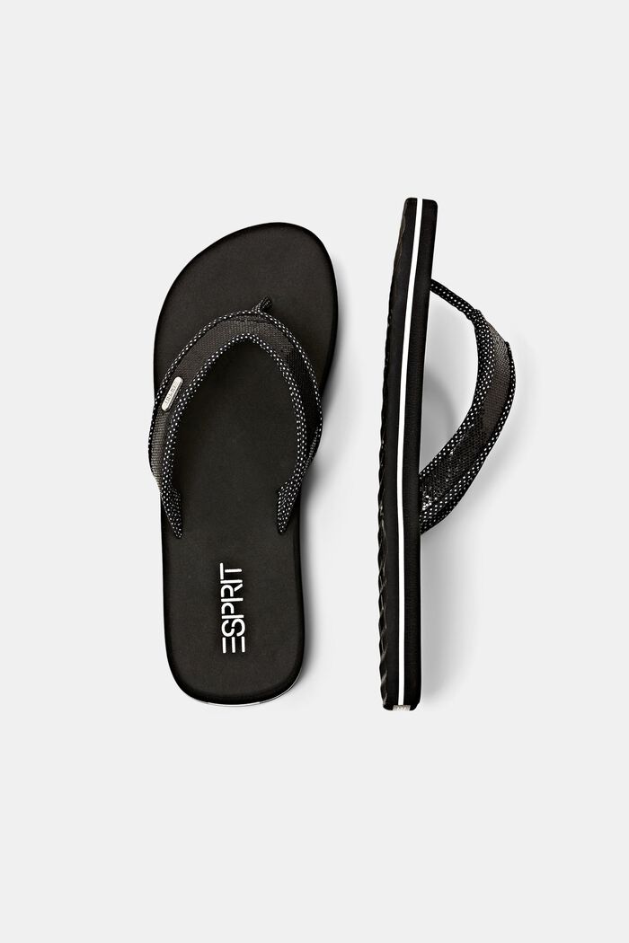 Sequin Toe-Strap Slippers, BLACK, detail image number 5