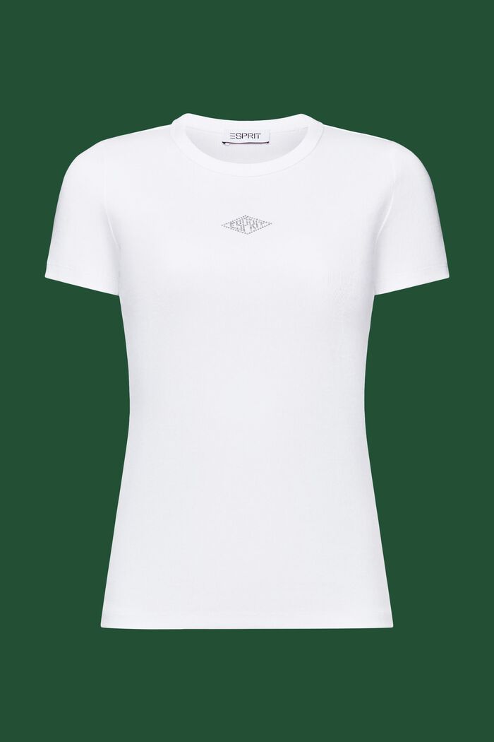 Rhinestone Logo T-Shirt, WHITE, detail image number 6