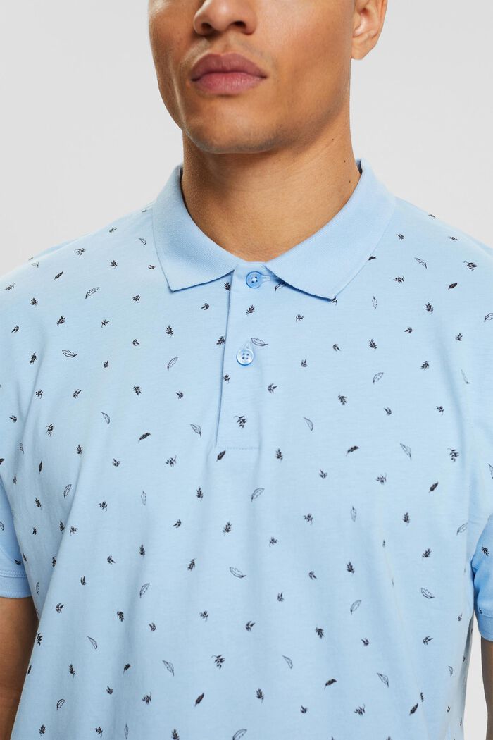 Jersey polo shirt with a print, LIGHT BLUE, detail image number 1