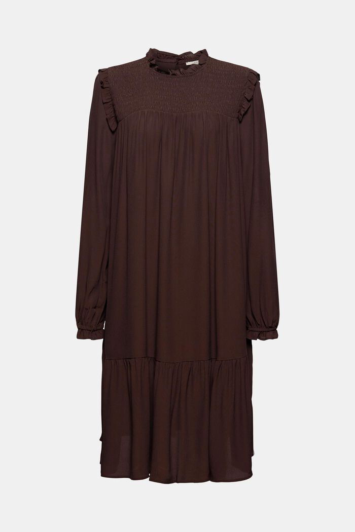 Dress with frills, LENZING™ ECOVERO™, BROWN, detail image number 6