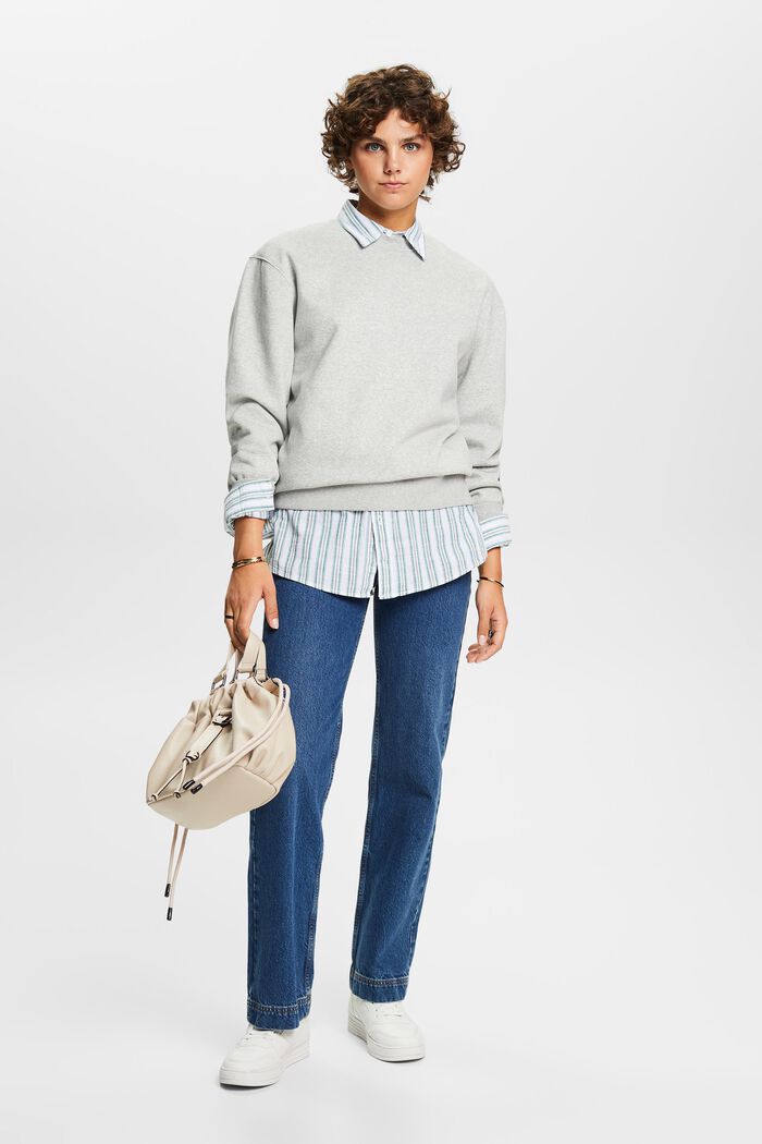 Cotton Blend Pullover Sweatshirt, LIGHT GREY, detail image number 1