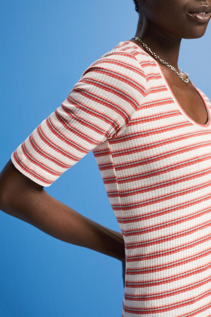 Striped Organic Cotton T-Shirt, PASTEL PINK, detail image number 2
