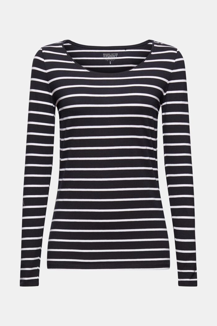 Striped long sleeve top made of organic cotton, BLACK, detail image number 5