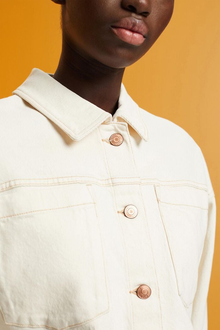 Cropped denim jacket with an oversized fit, LIGHT BEIGE, detail image number 2