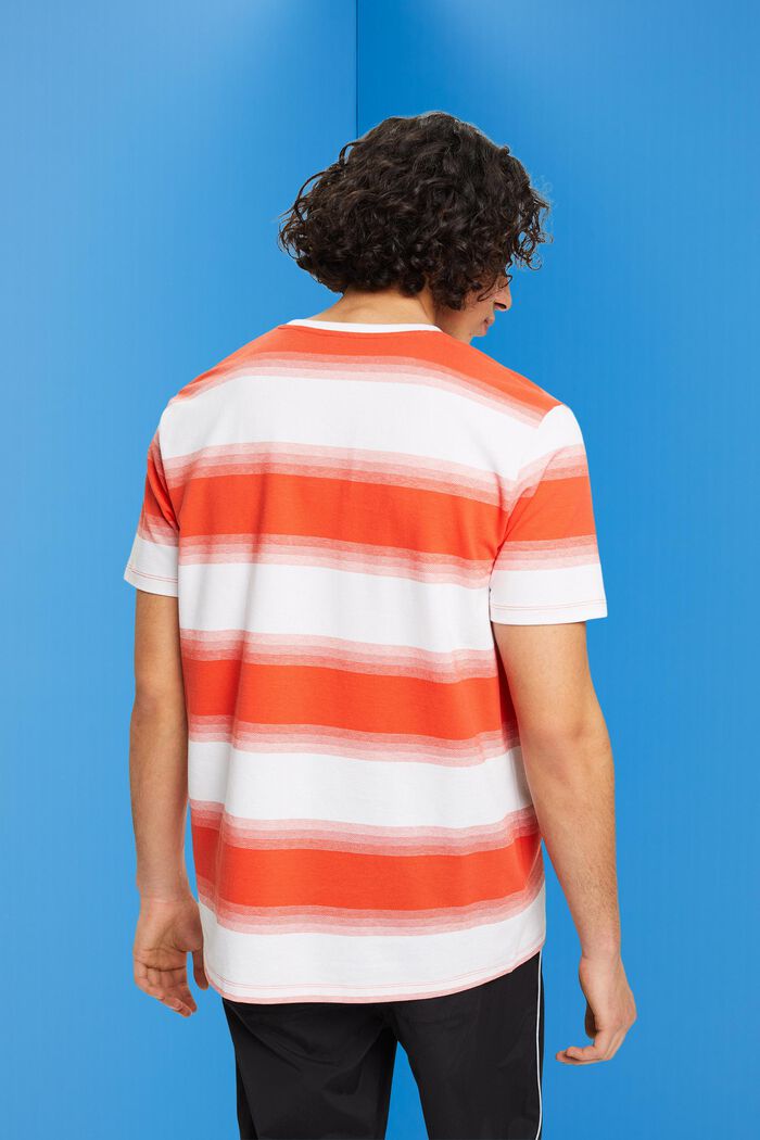 Pique cotton striped T-shirt, ORANGE RED, detail image number 3