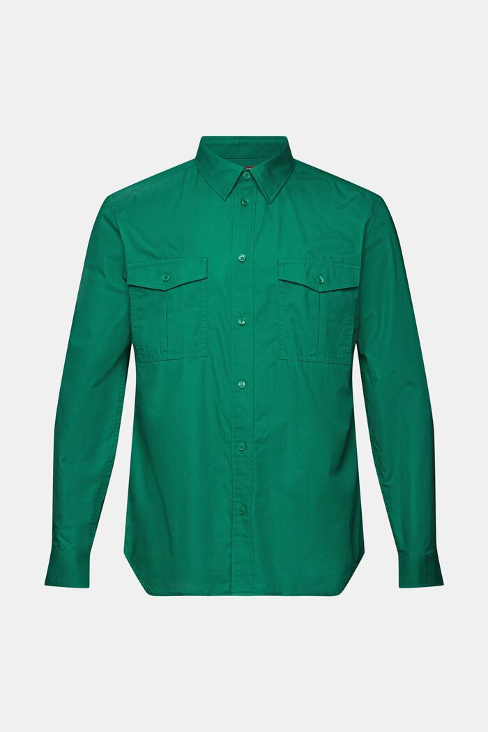 Cotton Utility Shirt, DARK GREEN, detail image number 5