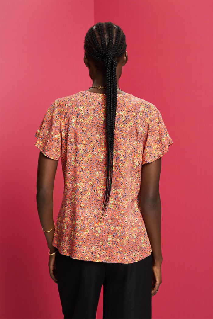 Patterned blouse, LENZING™ ECOVERO™, CORAL ORANGE, detail image number 3