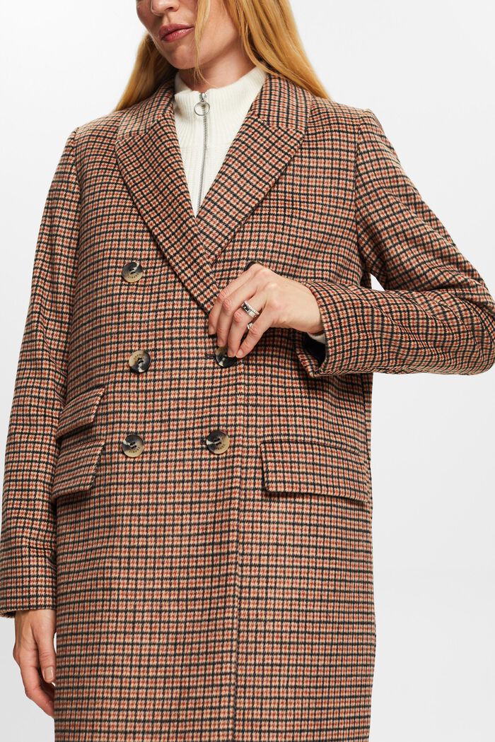 Checked wool-blend coat, TERRACOTTA, detail image number 2