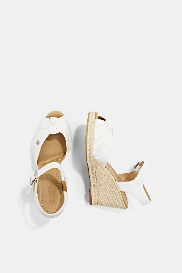 Wedge heel sandals with knot detail, OFF WHITE, detail image number 1