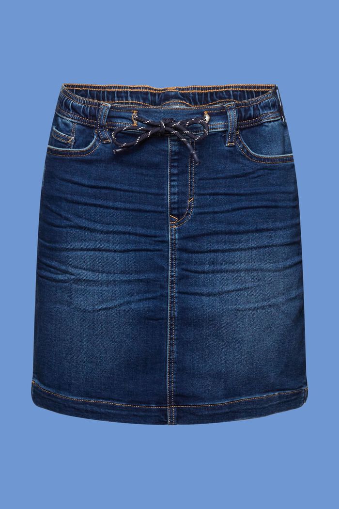 Jogger-style jeans mini skirt, BLUE DARK WASHED, detail image number 6