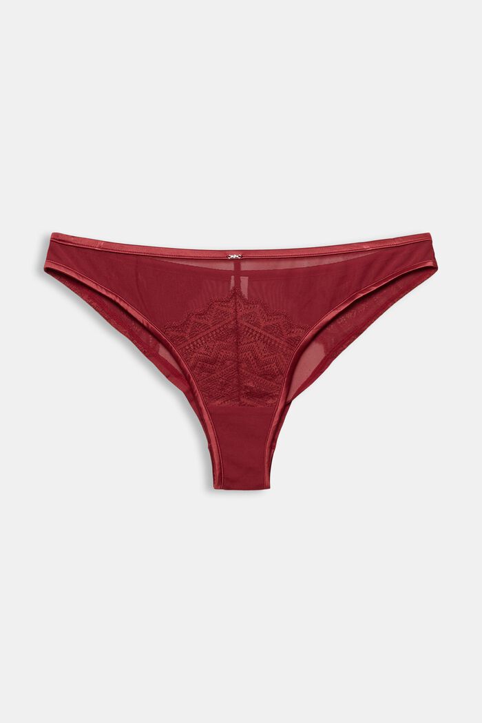Recycled: Brazilian briefs with lace, CHERRY RED, detail image number 3