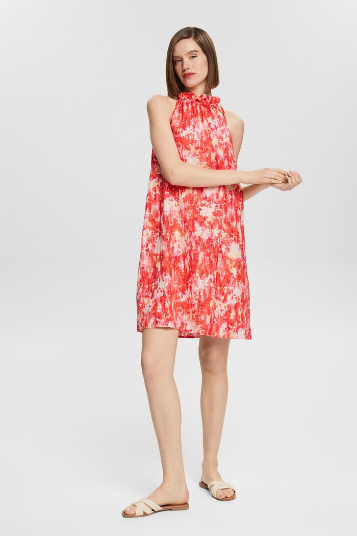 Linen blend: patterned dress, RED, detail image number 1