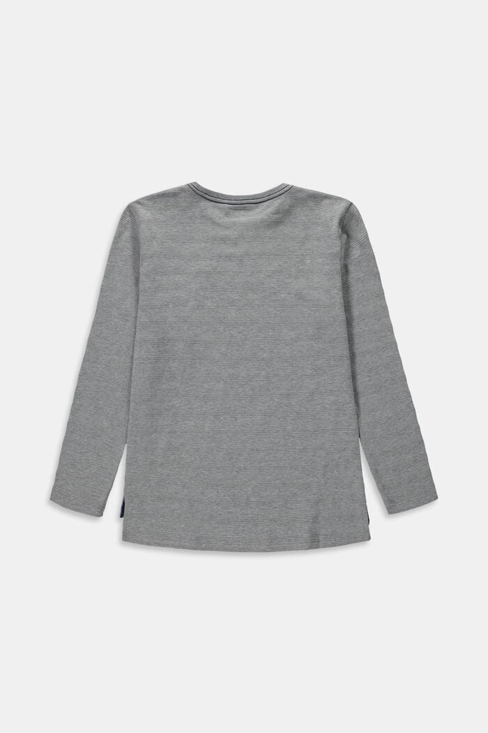 Long sleeve top with striped texture, GREY, detail image number 1