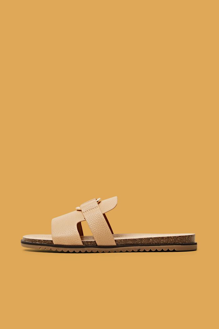 Faux leather sliders with ring detail, SAND, detail image number 0