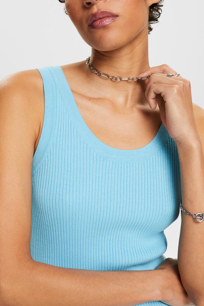 Ribbed Sweater Tank, LIGHT TURQUOISE, detail image number 3