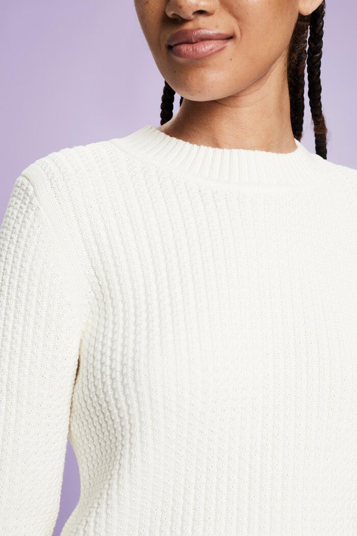 Structured Knit Crewneck Sweater, ICE, detail image number 3
