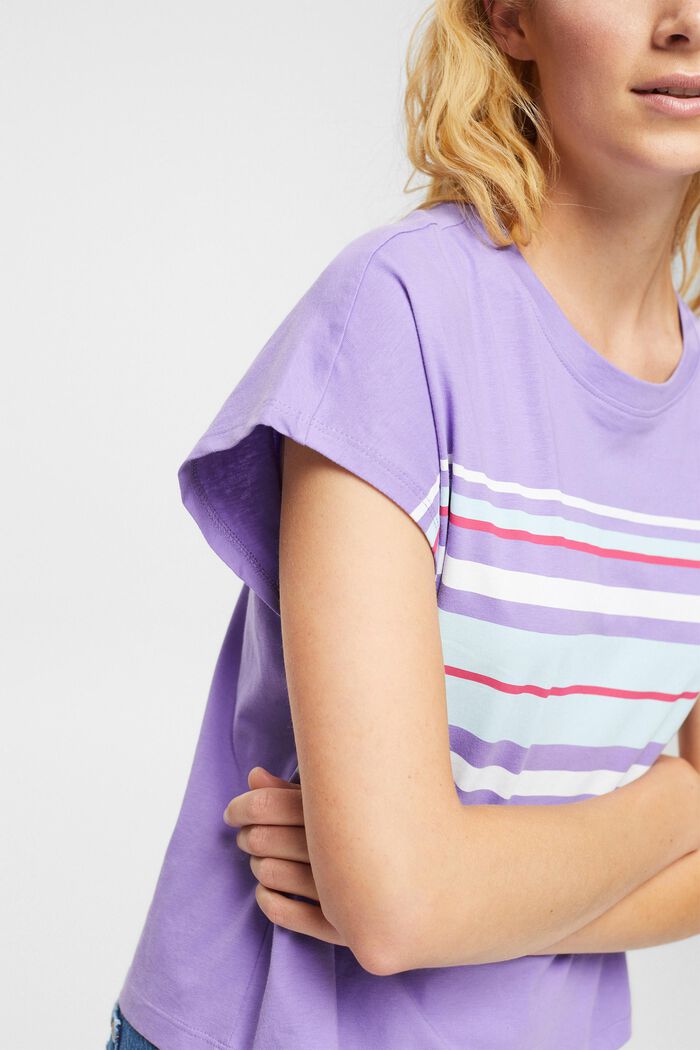 Striped print t-shirt, LILAC, detail image number 0