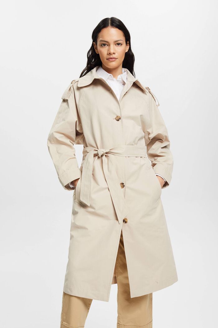 Trench coat with tie belt, LIGHT TAUPE, detail image number 0
