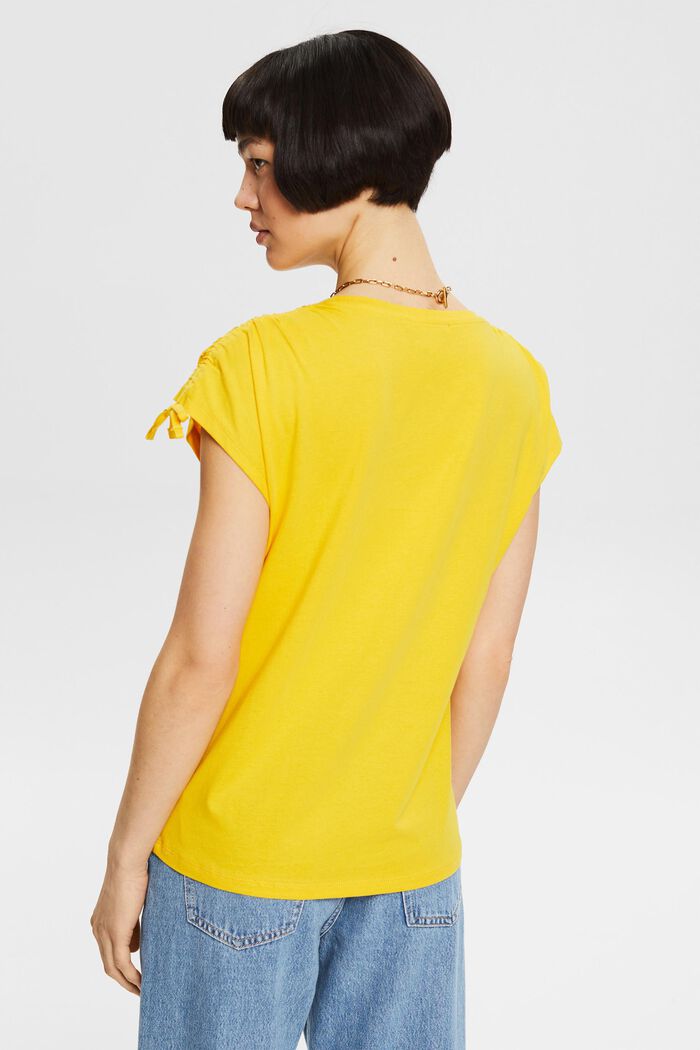 T-shirt with gathered shoulders, SUNFLOWER YELLOW, detail image number 3