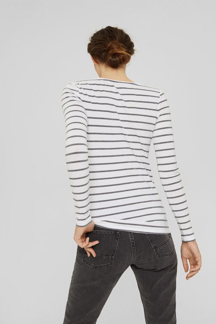 Striped long sleeve top made of organic cotton, WHITE, detail image number 3