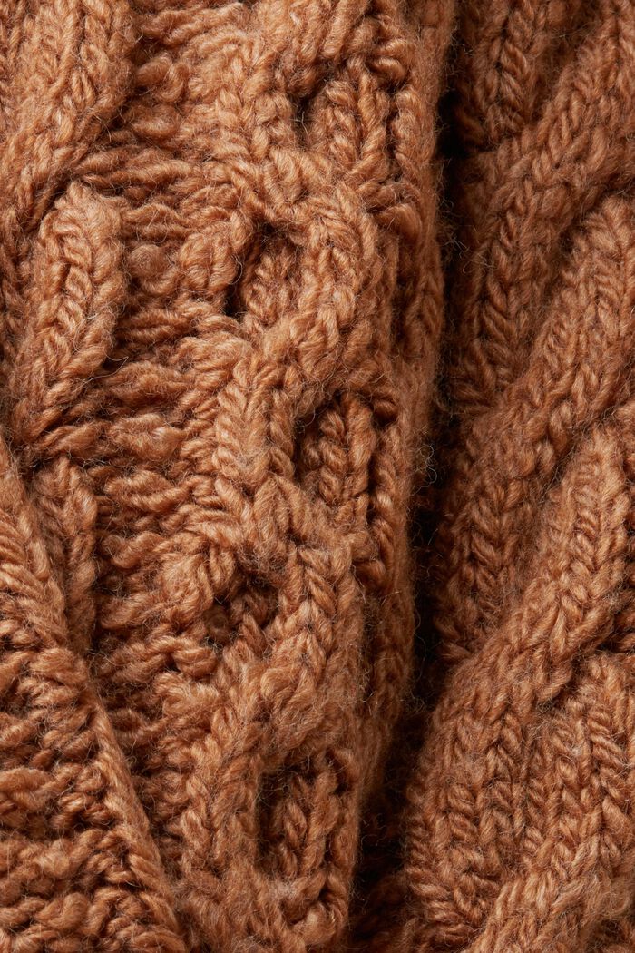 Cable-Knit Wool-Blend Sweater, CARAMEL, detail image number 5