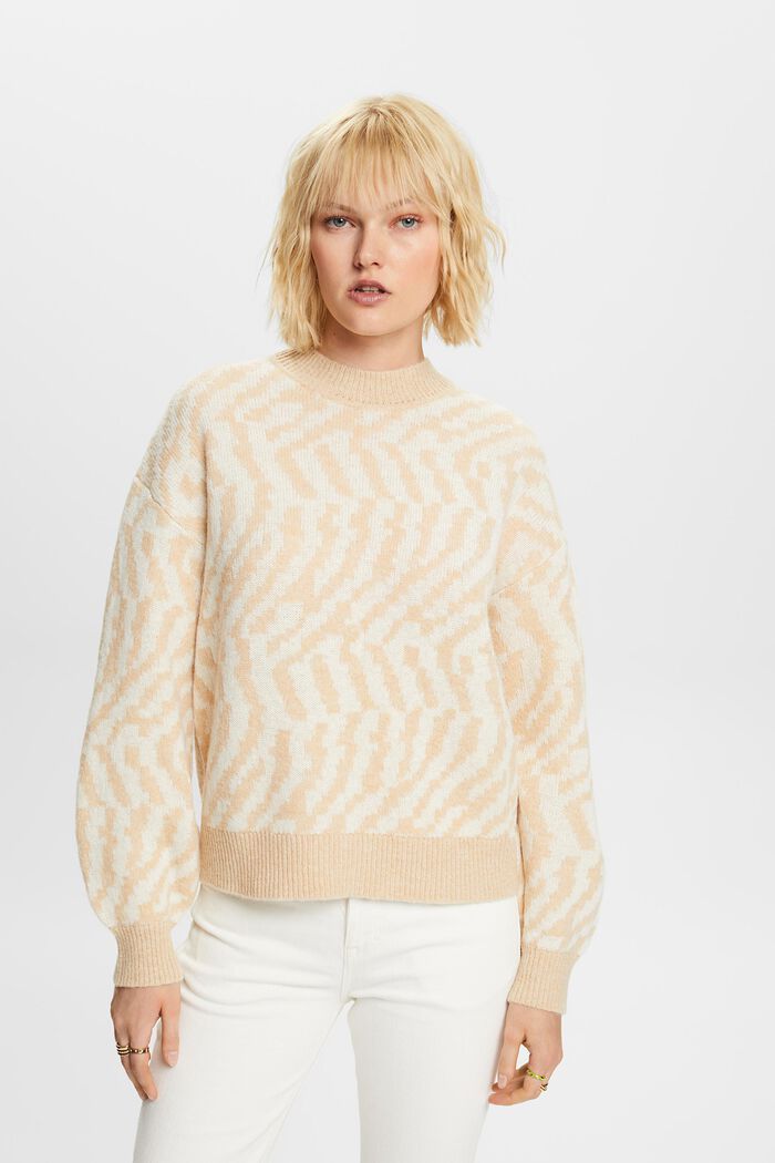 Abstract Jacquard Sweater, DUSTY NUDE, detail image number 0