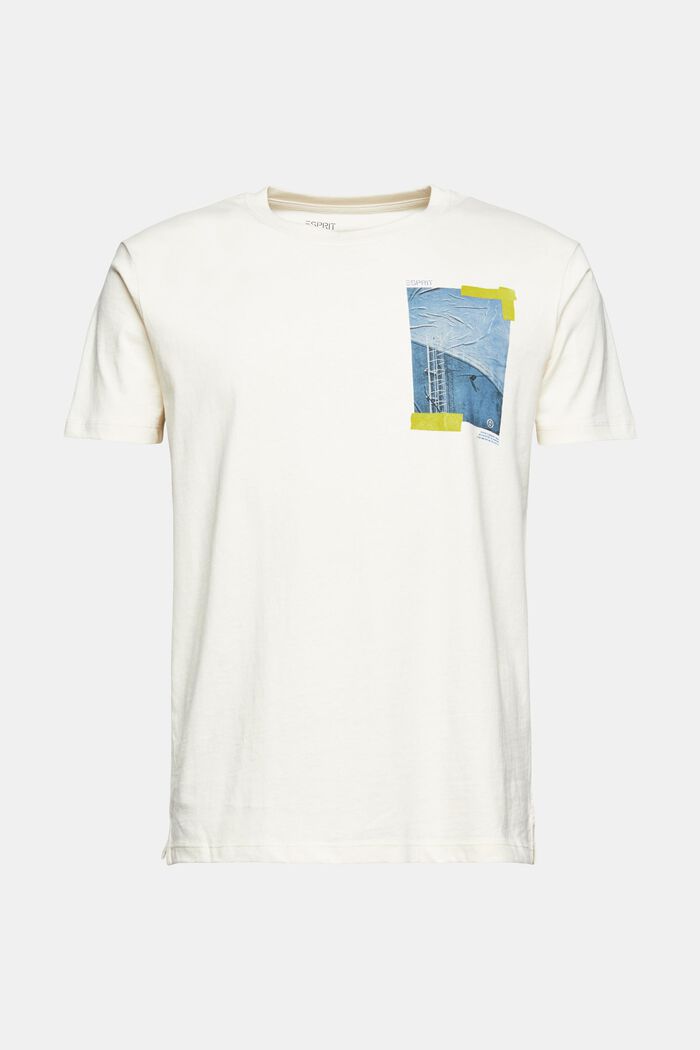 Jersey T-shirt in 100% cotton, CREAM BEIGE, overview