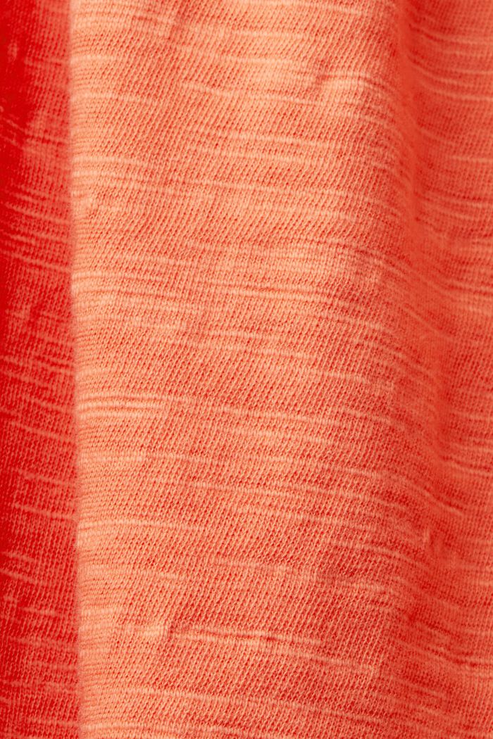 Jersey t-shirt with embroidered sleeves, CORAL ORANGE, detail image number 4