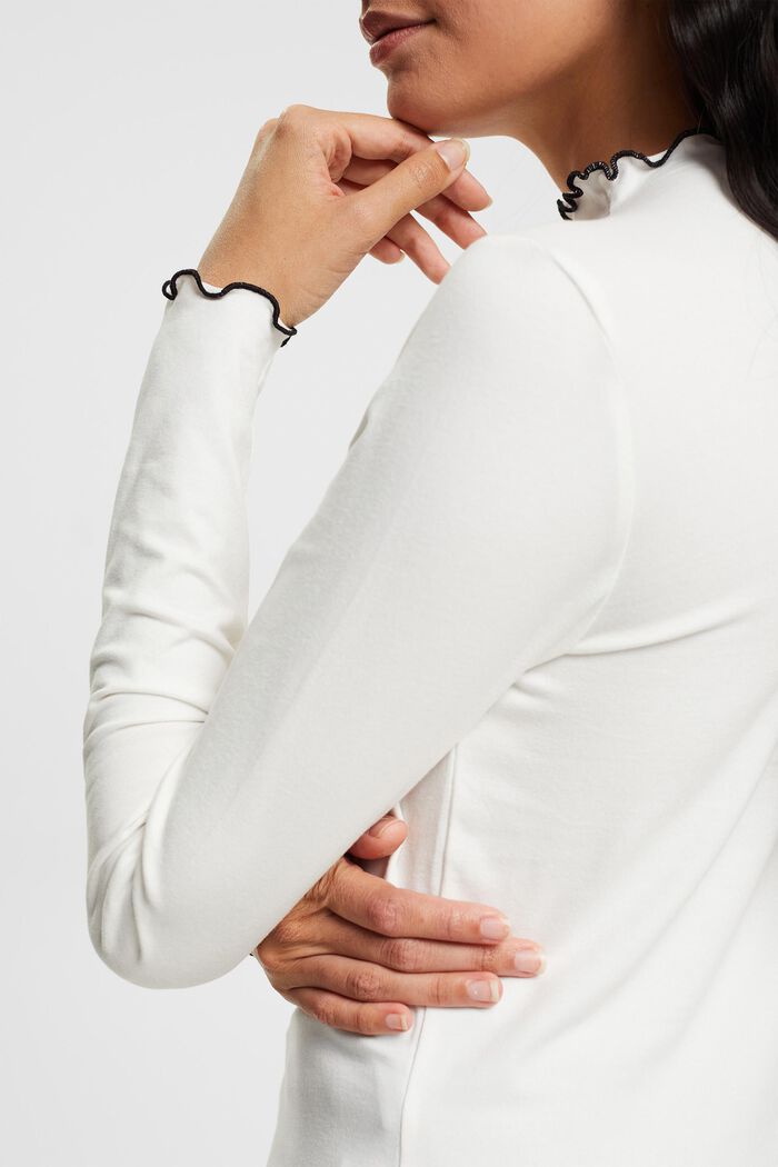 Long sleeve top made of stretch cotton, OFF WHITE, detail image number 4