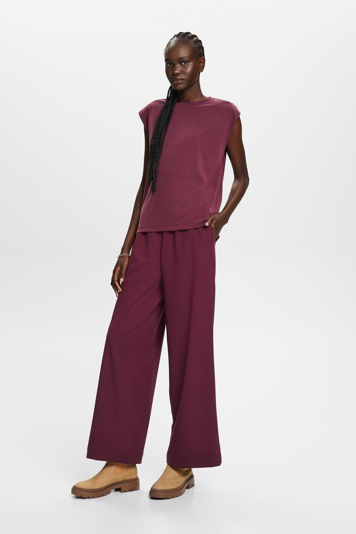 Wide leg pull-on trousers, AUBERGINE, detail image number 4