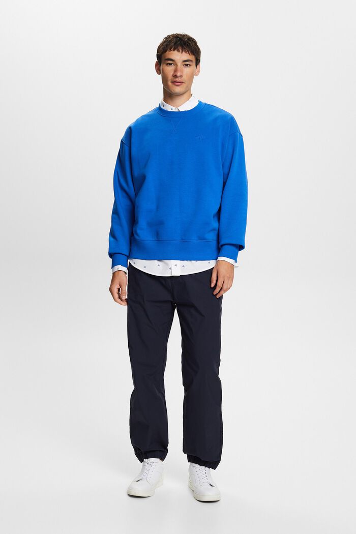 Sweatshirt with logo stitching, BRIGHT BLUE, detail image number 4