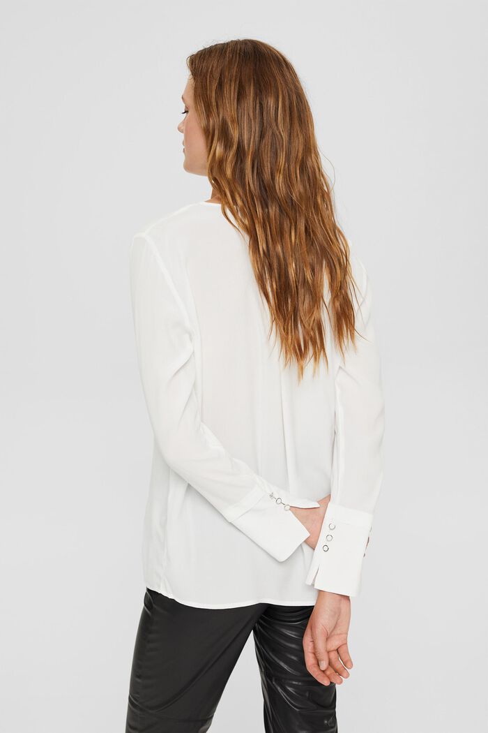 Wide-cuff blouse, LENZING™ ECOVERO™, OFF WHITE, detail image number 3
