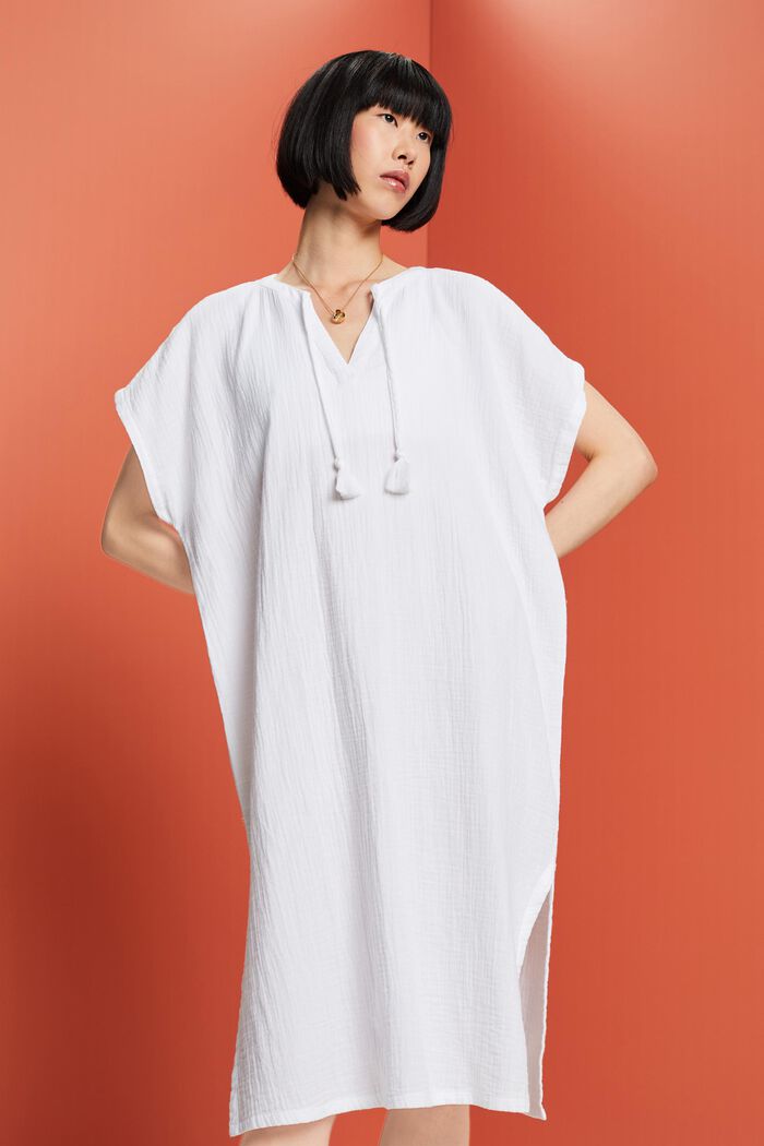 Beach tunic dress, 100% cotton, WHITE, detail image number 0
