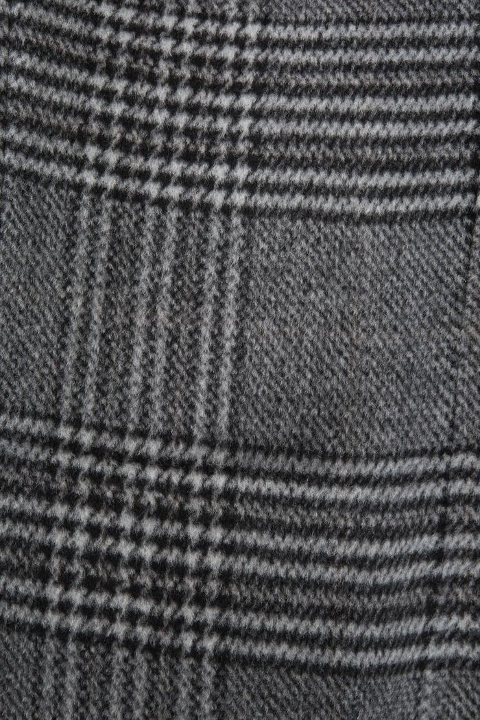 Recycelt: checked wool blend coat with cashmere, BLACK, detail image number 8