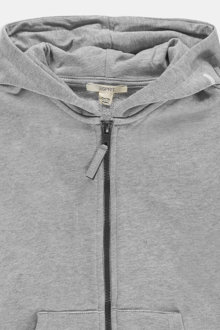 Zip-up hoodie with a logo print, 100% cotton, MEDIUM GREY, detail image number 2