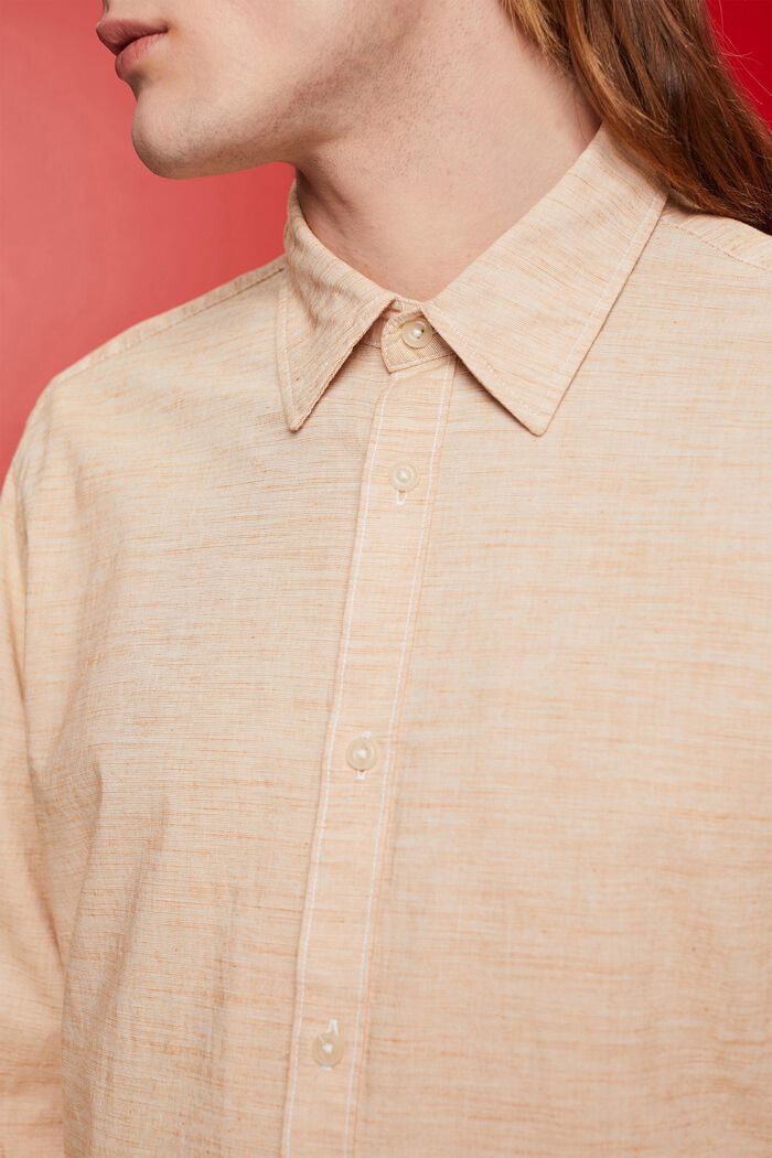Sustainable cotton striped shirt, CARAMEL, detail image number 2