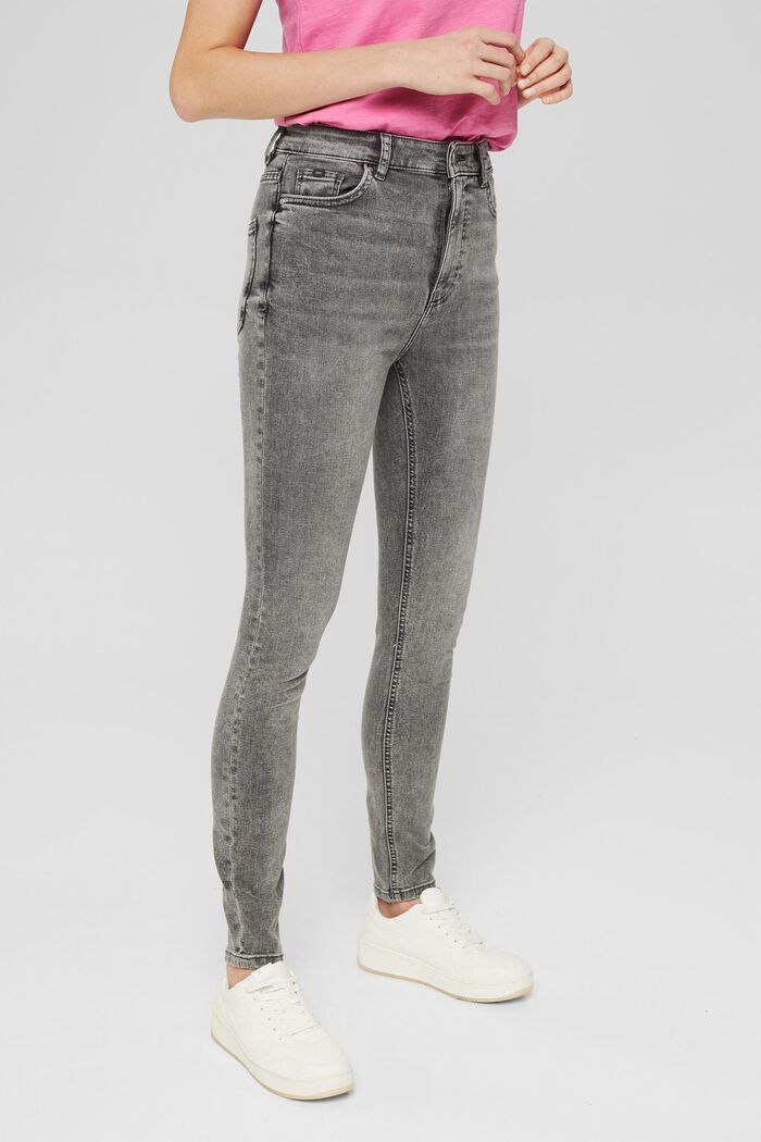 Stretch jeans with a garment-washed effect, GREY MEDIUM WASHED, detail image number 0