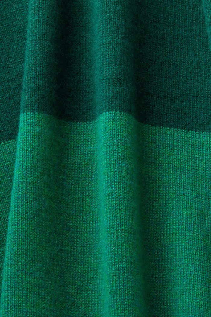 Cashmere V-Neck Striped Cardigan, EMERALD GREEN, detail image number 6