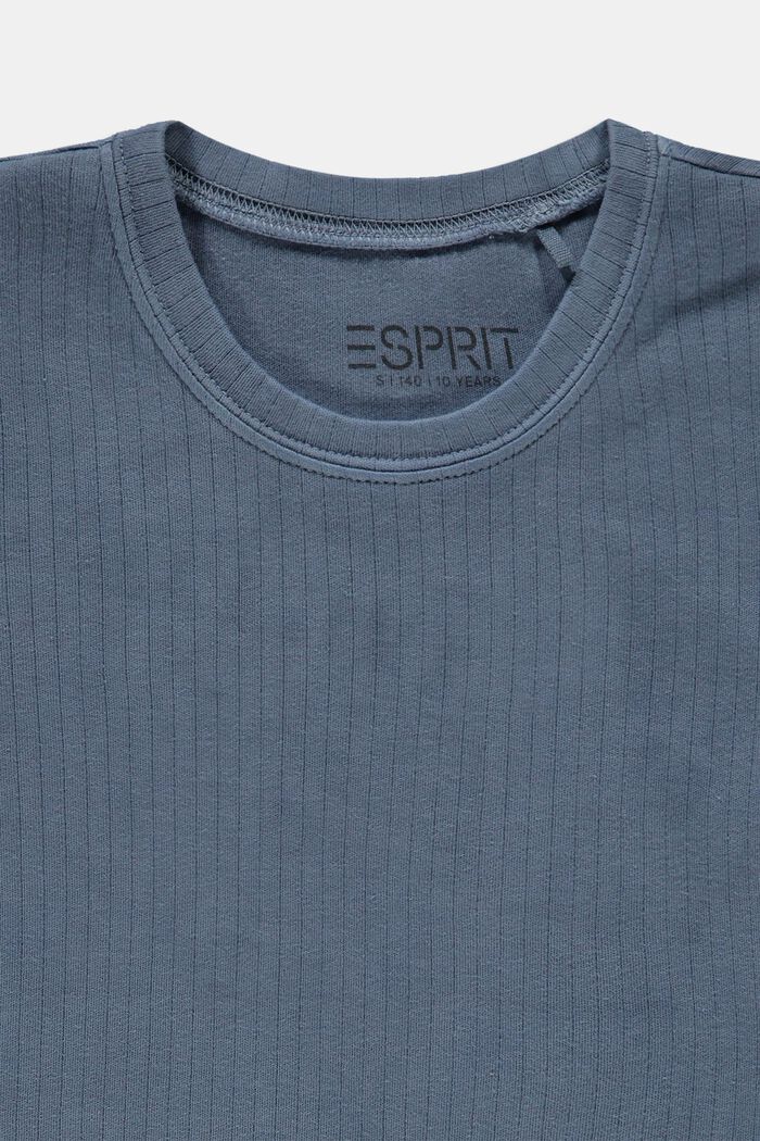 Ribbed T-shirt with gathered hems, 100% cotton, BLUE MEDIUM WASHED, detail image number 2
