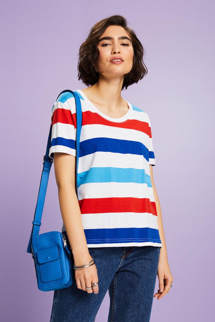 Striped Jersey T-Shirt, BRIGHT BLUE, detail image number 0