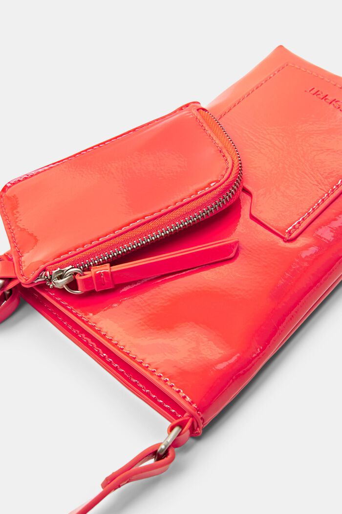 Faux Leather Crossbody Phone Pouch, BRIGHT ORANGE, detail image number 1