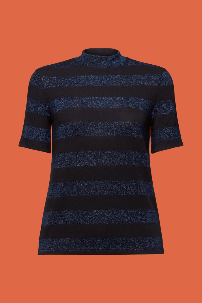 Striped Glitter Mockneck T-Shirt, BRIGHT BLUE, detail image number 6