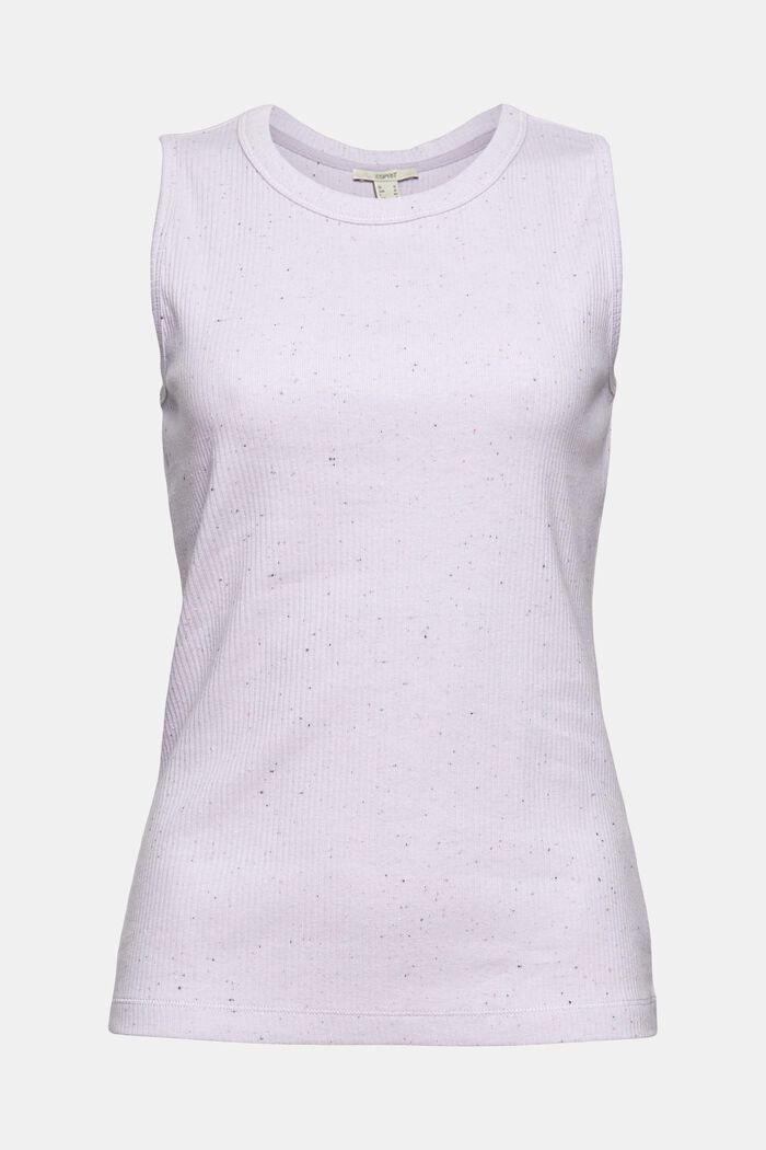Top in a ribbed look, organic cotton blend, LILAC, overview