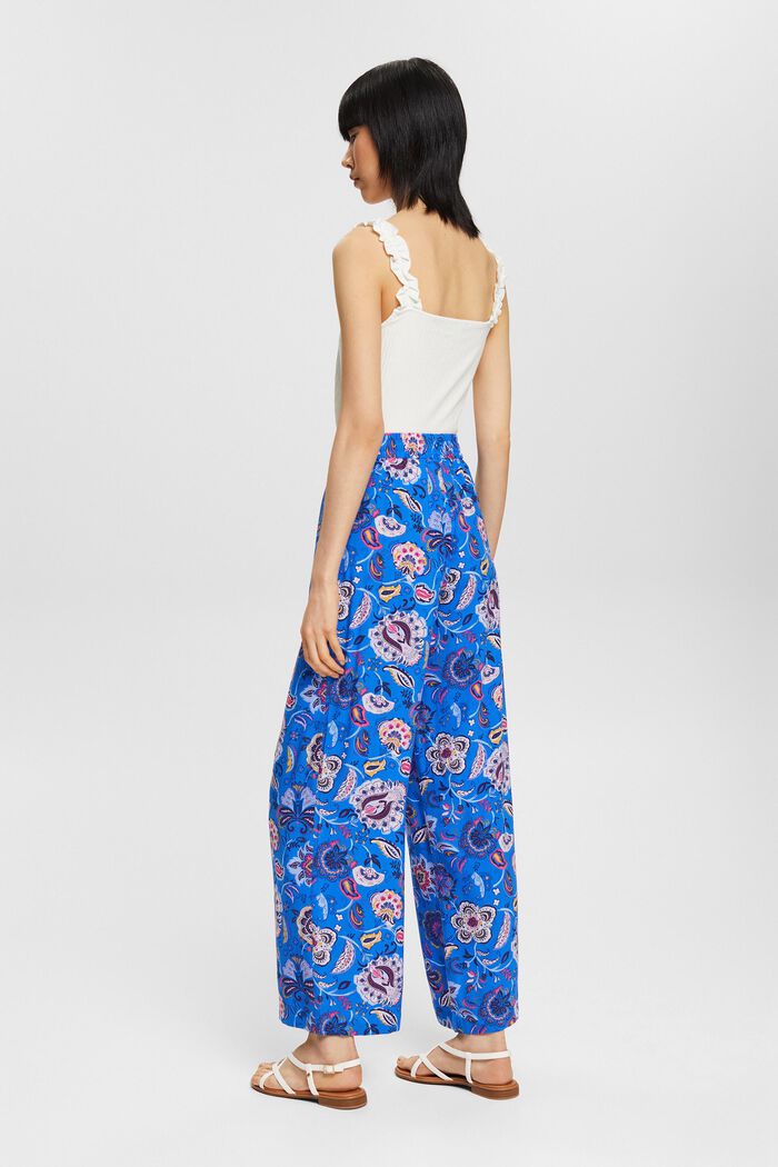 Lightweight patterned wide-leg trousers, BLUE, detail image number 3