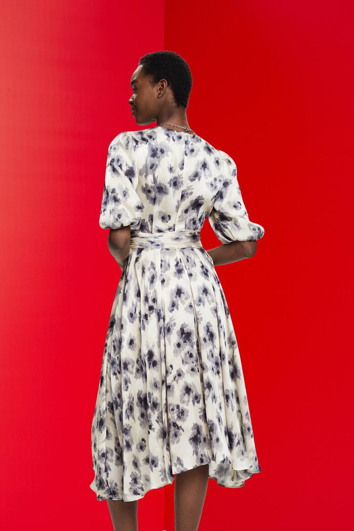Puff sleeve dress with floral print, BLACK, detail image number 3