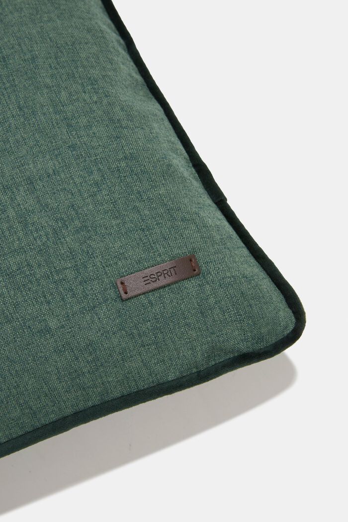 Decorative cushion cover with velvet piping, DARK GREEN, detail image number 1