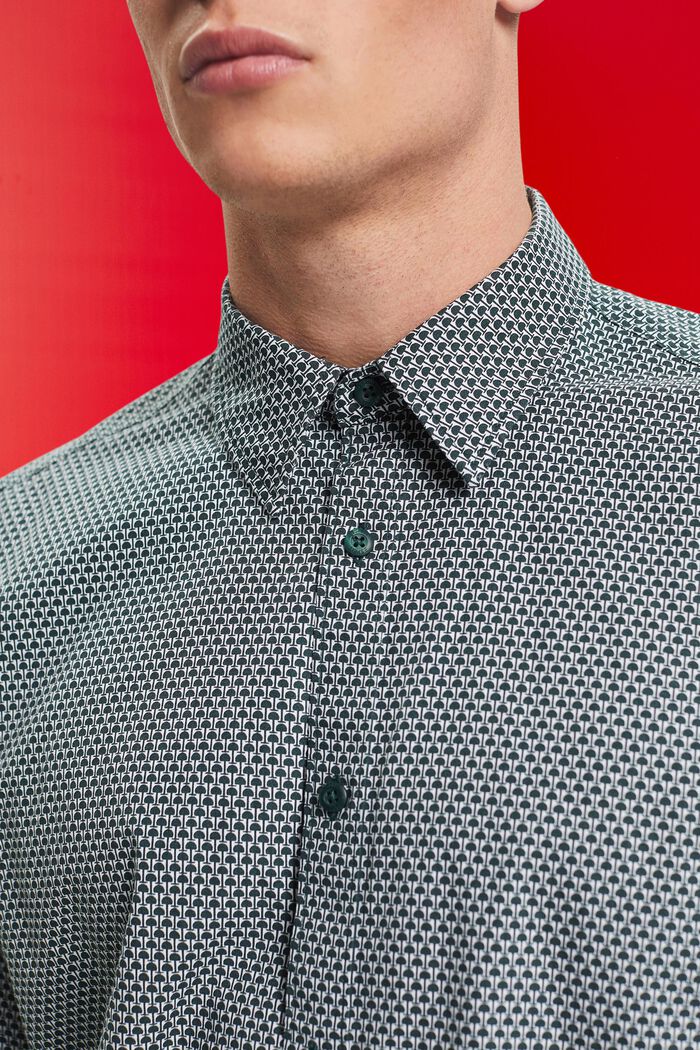 Slim fit shirt with all-over pattern, DARK TEAL GREEN, detail image number 2