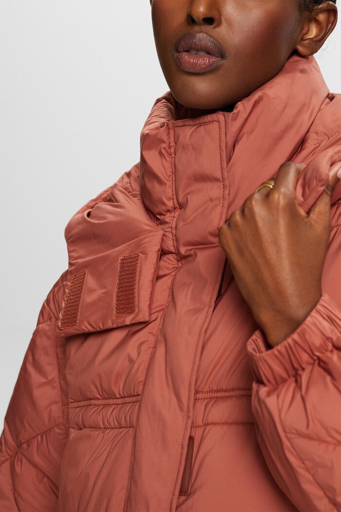 Recycled: quilted coat with hood, TERRACOTTA, detail image number 3